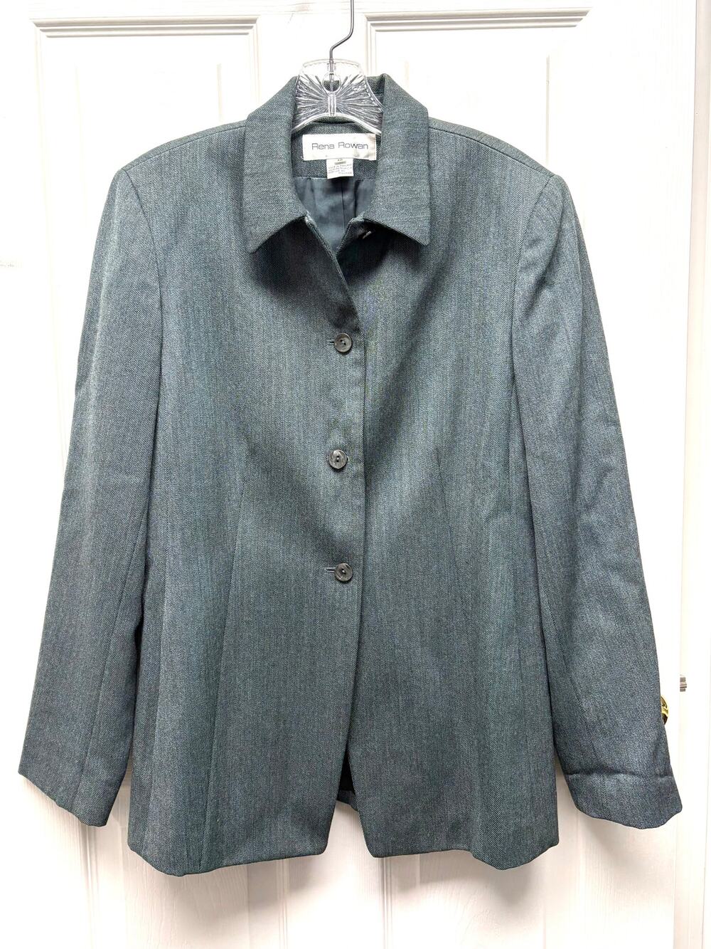 Rena Rowan Blazer Green Wool Women’s Size 12 Woolmark Tailored Career Jacket